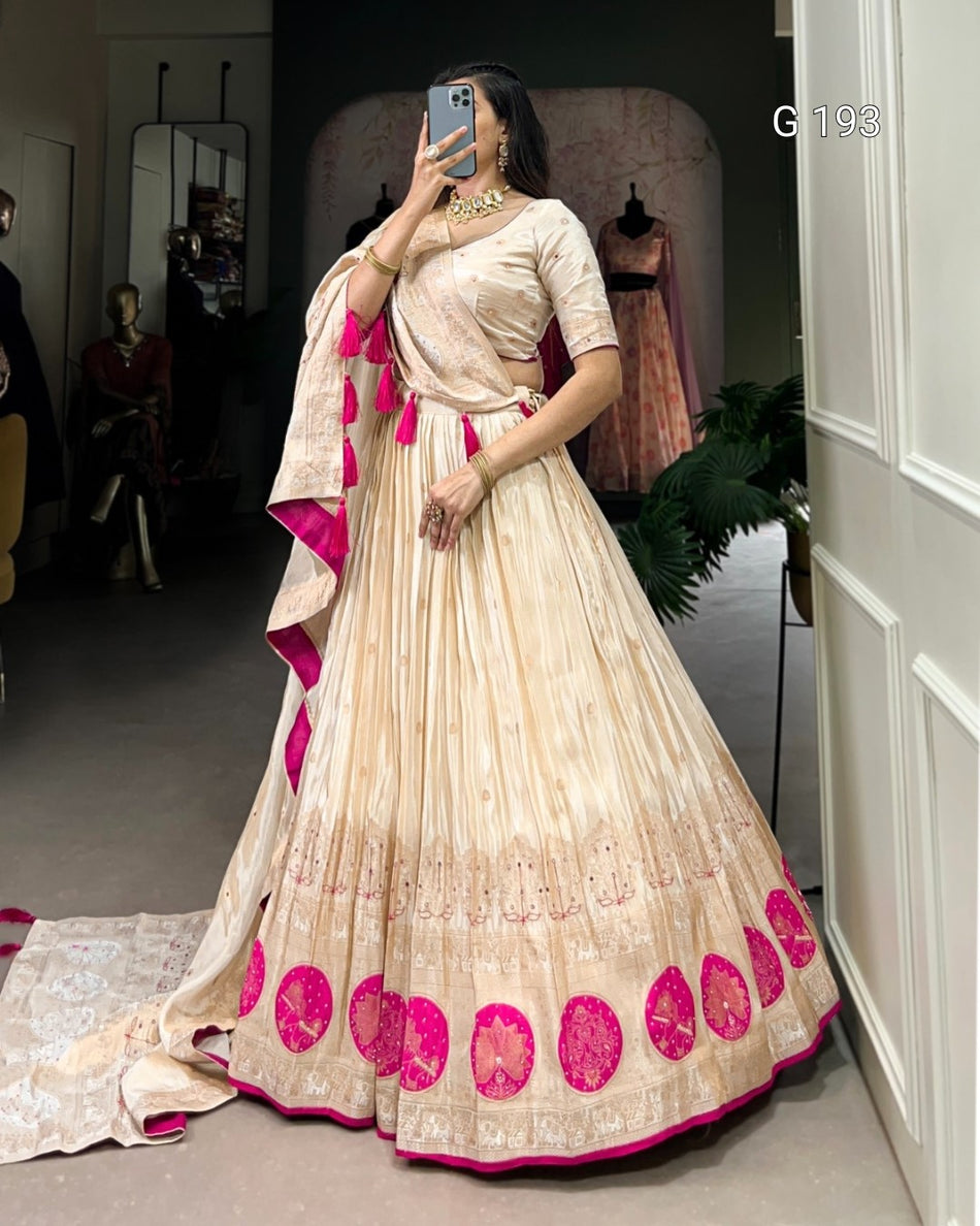 Pure Shimmer Lehenga with Mirror and Beads Hand Work – G 193