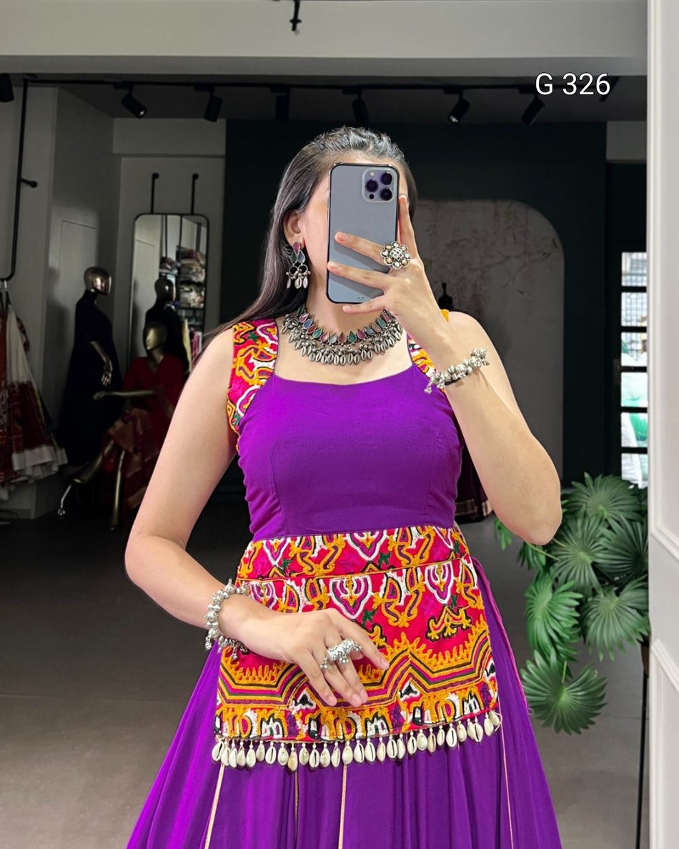 Pure Rayon Lehenga with Gamthi & Gota Patti Work – G 326 Purple