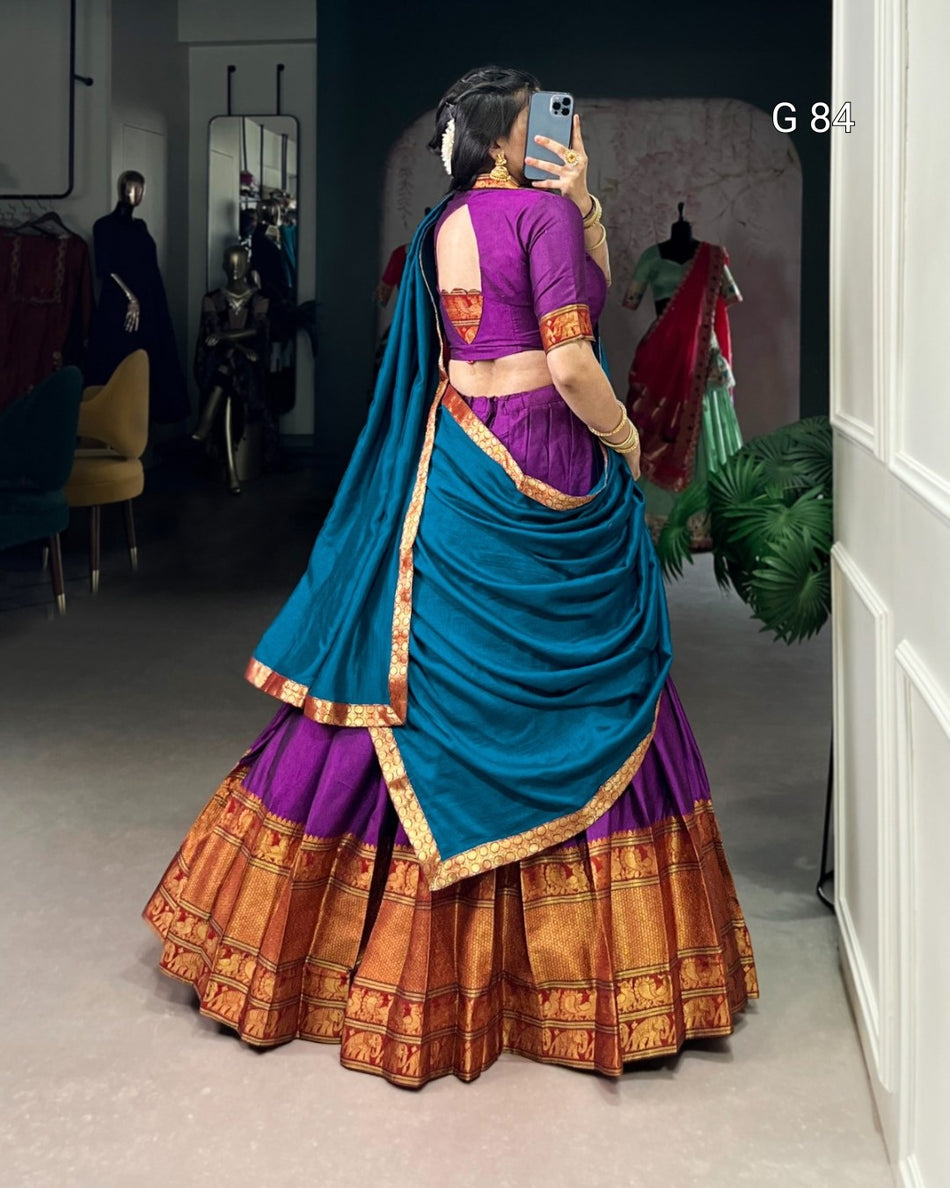 Narayan Pet Cotton Lehenga with Zari Weaving Work – G 84 Purple