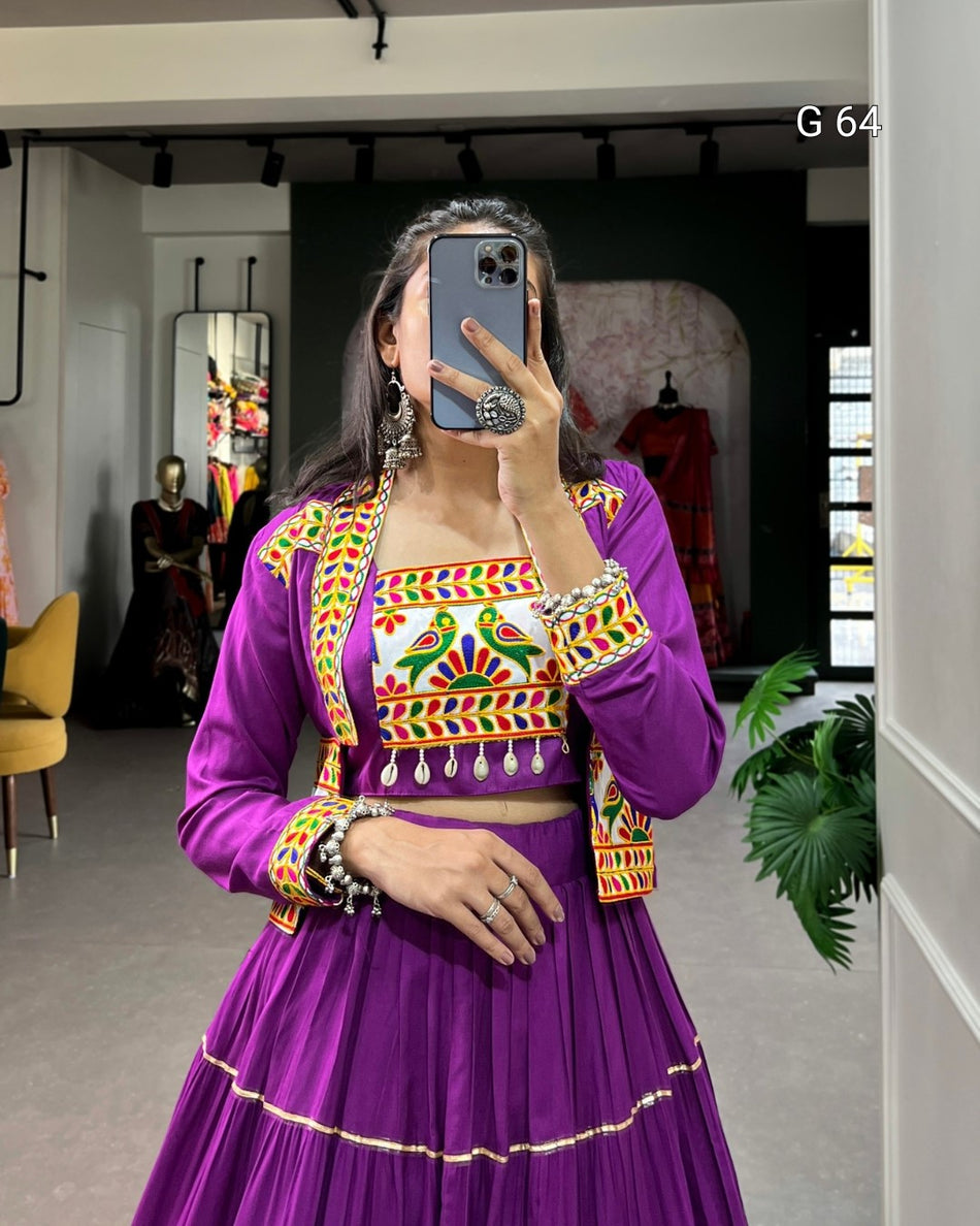 Pure Rayon Lehenga with Gota Patti Touch Up – G 64 Purple