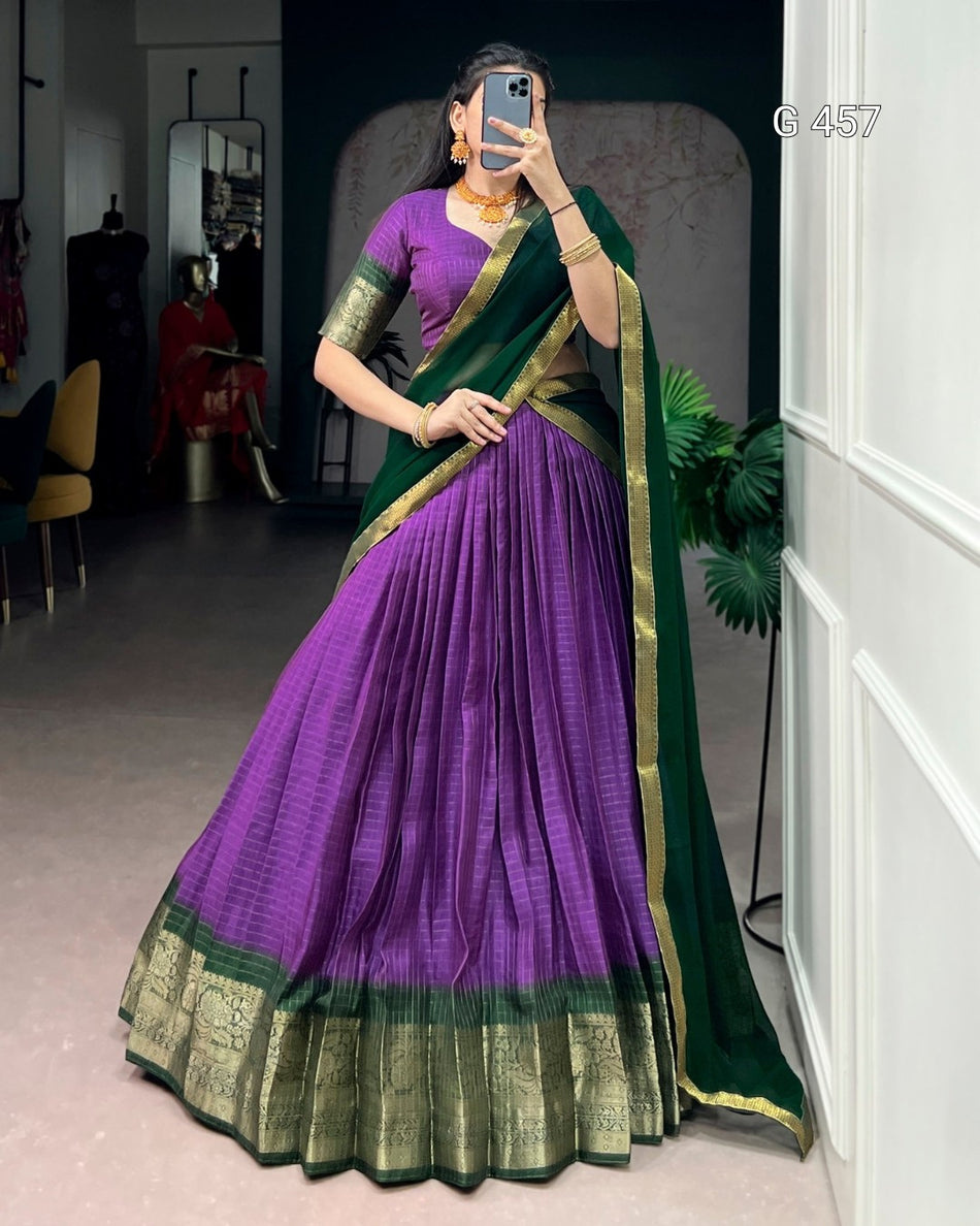 Designer Dola Chex Lehenga with Georgette Dupatta - G 457