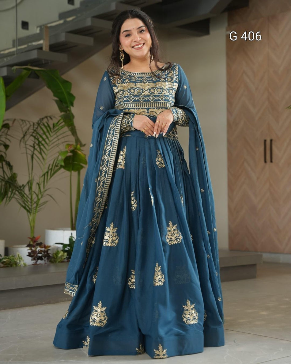 Chinnon Gown with Sequins & Beads Embroidery – G 406