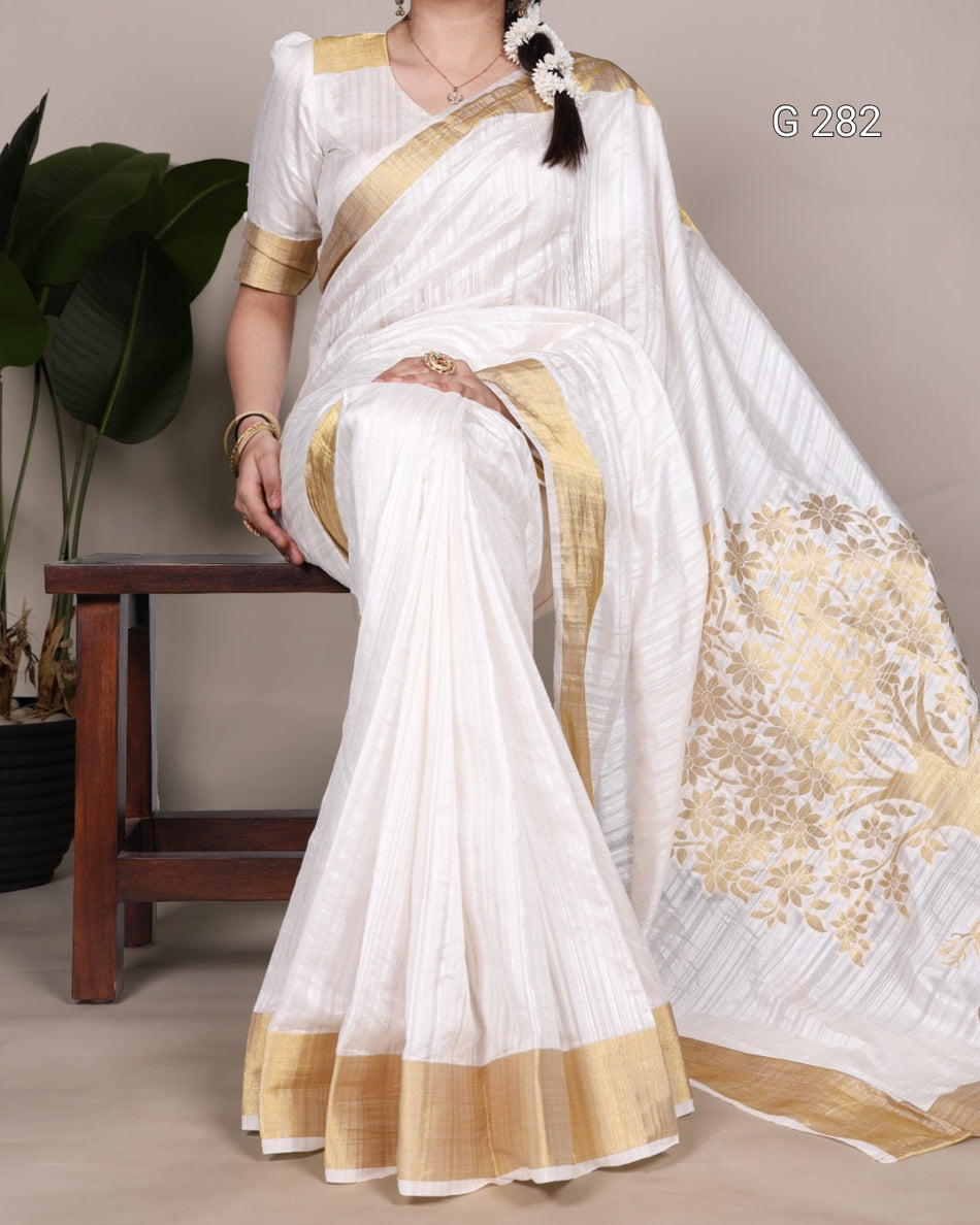 Raw Silk Saree with Zari Weaving Blouse – G 282