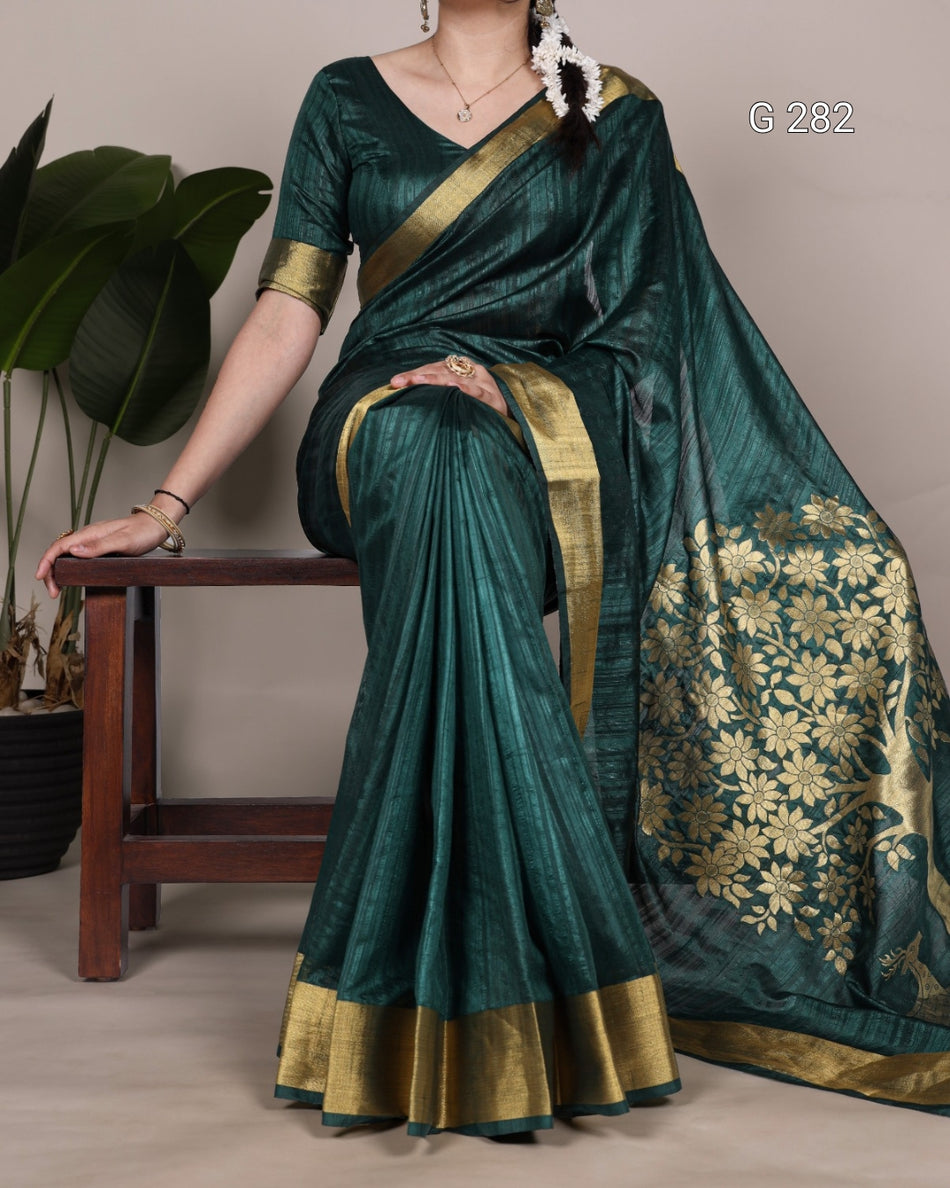 Raw Silk Saree with Zari Weaving Blouse – G 282