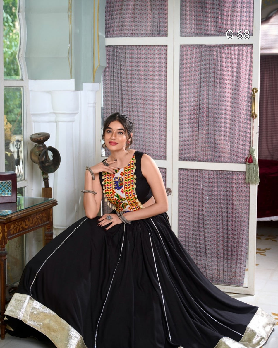 Rayon Lehenga with Lace Border & Gotta Patti Touch Up – G 68 Black