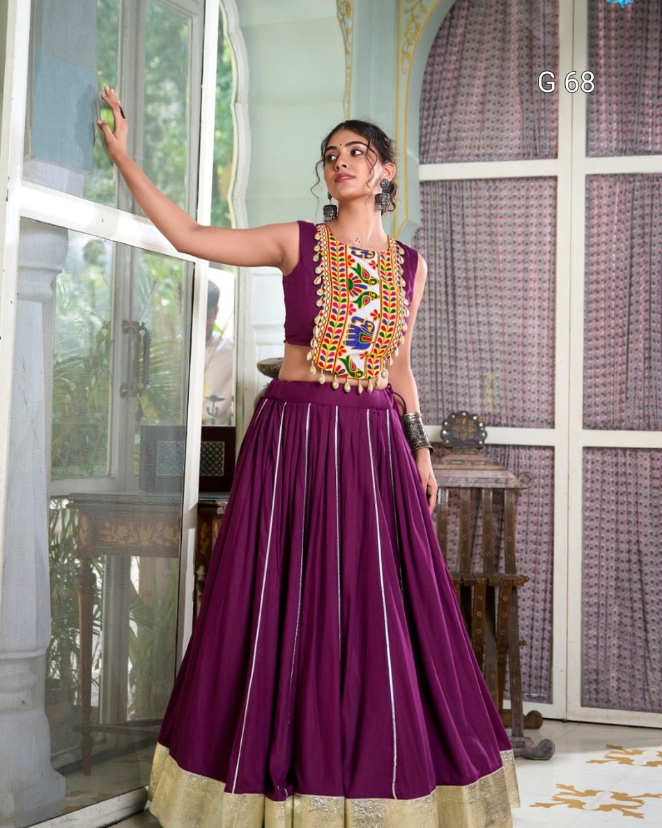 Rayon Lehenga with Lace Border & Gota Patti Touch Up – G 68 Wine