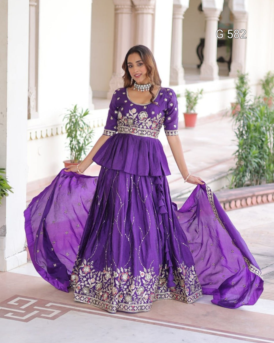 Stylish Sequins Embroidered Festive Lehenga Choli - G 582