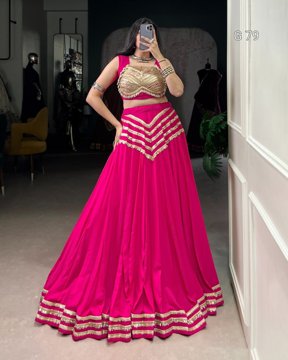 Pure Rayon Lehenga with Sequins Lace Touch Up – G 79 Pink