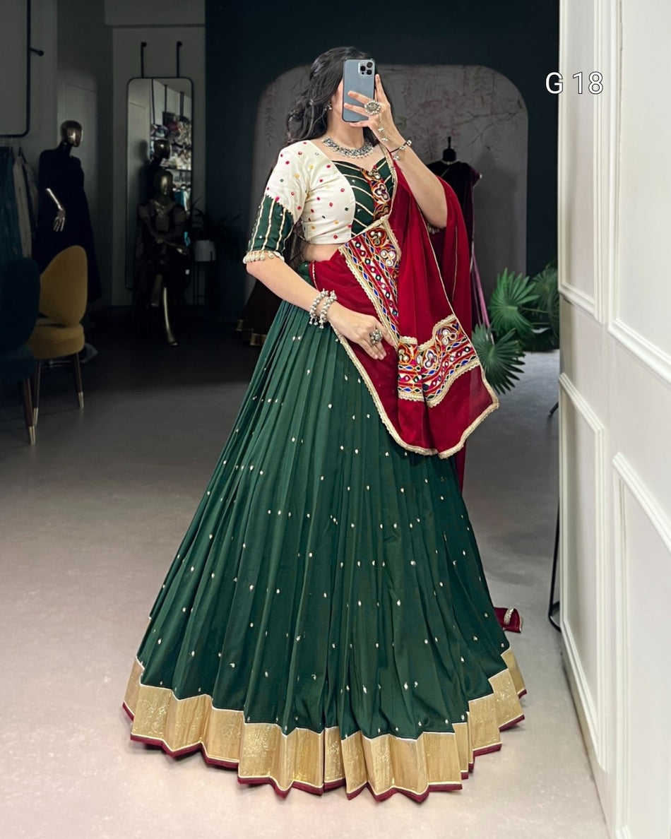 Green Chiffon Lehenga with Sequins & Thread Embroidery – G 18 Green