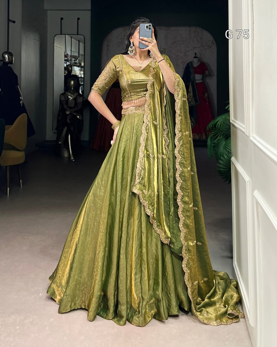 Fendi Lehenga with Sequins & Thread Embroidery Work – G 75 Mehendi