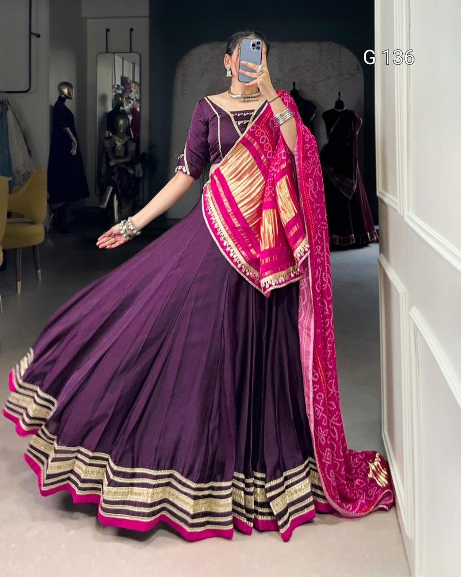 Silk Georgette Lehenga with Original Mirror Lace Touch Up & Digital Print Dupatta – G 136