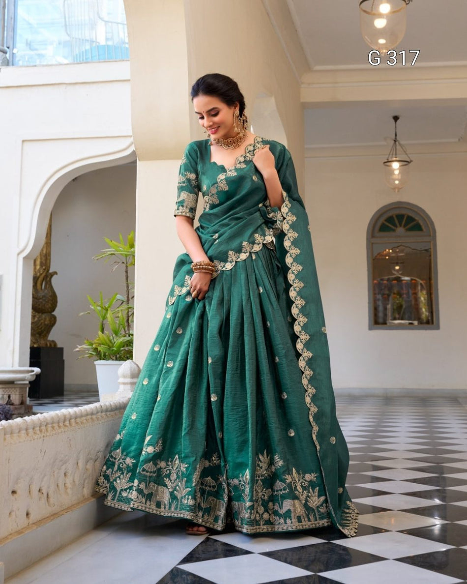 Gold Crush Lehenga with Sequins & Thread Embroidery – G 317