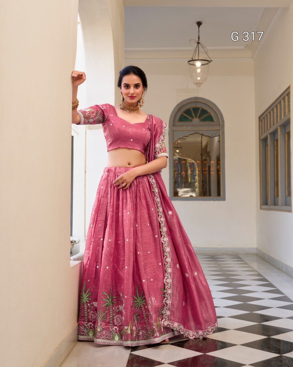 Gold Crush Lehenga with Sequins & Thread Embroidery – G 317