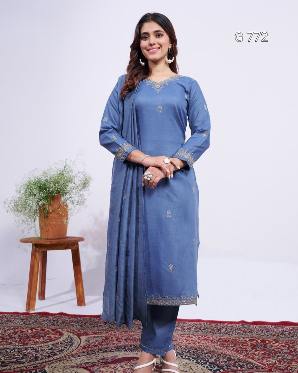 Premium Embroidered Rayon Suit Set | Office & Daily Wear Collection - G 772