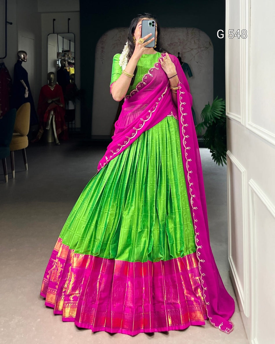 Graceful Poly Cotton Lehenga with Heritage Charm - G 548