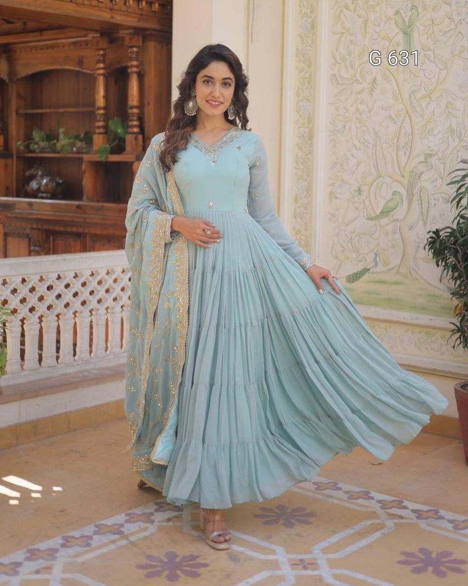 Luxurious Embroidered Gown for Wedding Party Wear - G631