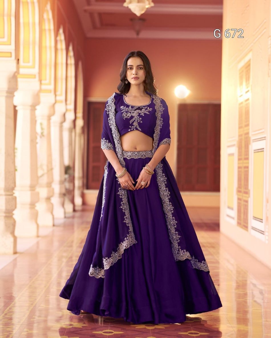 Luxurious Festive Outfit with Elegant Embroidery Work G 672
