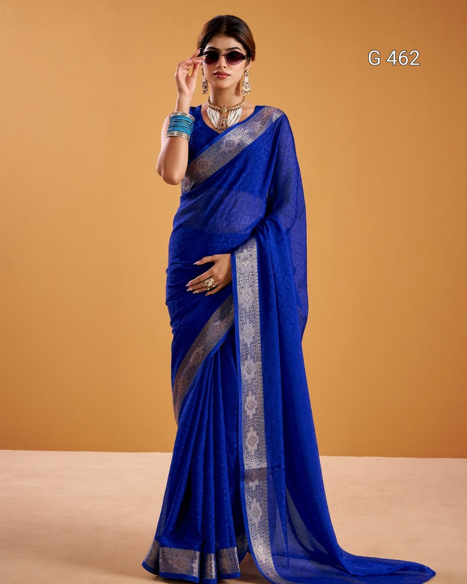 Beautiful Shimmer Sarees with Elegant Border Detail - G 462