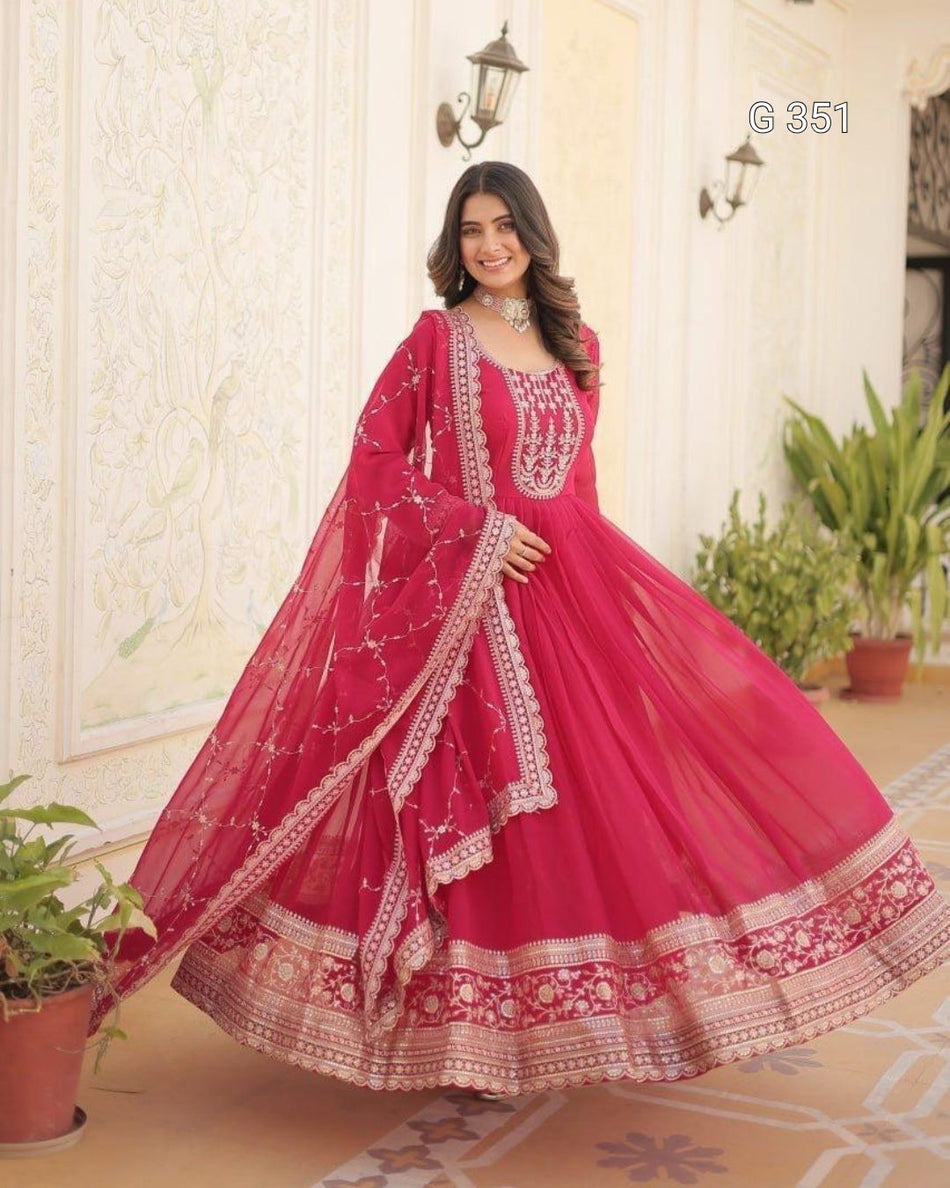 Faux Blooming Gown with Sequins Embroidery - G 351