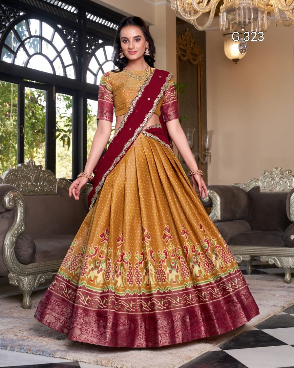 Kanchipuram Lehenga with Zari & Sequins Work – G 323