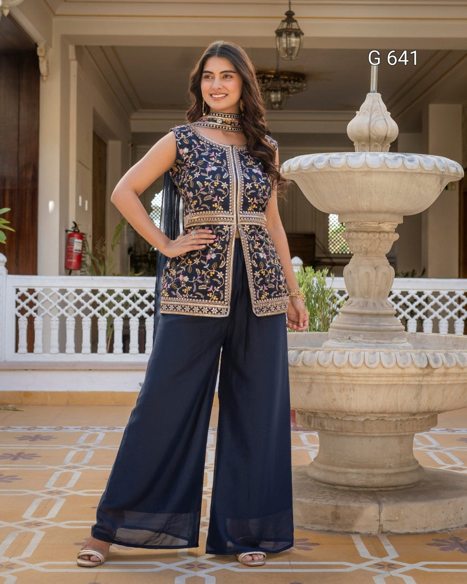 Premium Top Palazzo Dupatta Set for Festivities - G 641