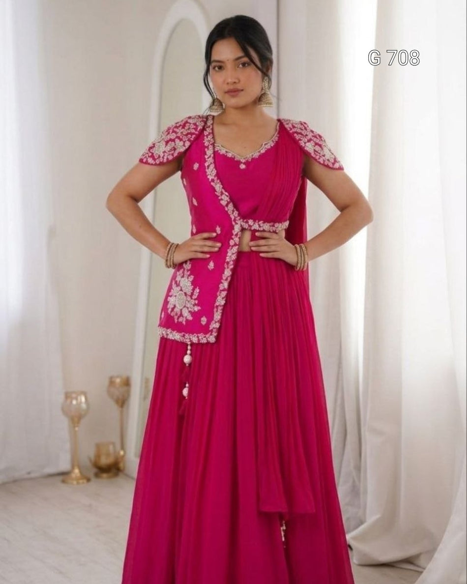 Graceful Party Wear Lehenga with Trendy Jacket G 708