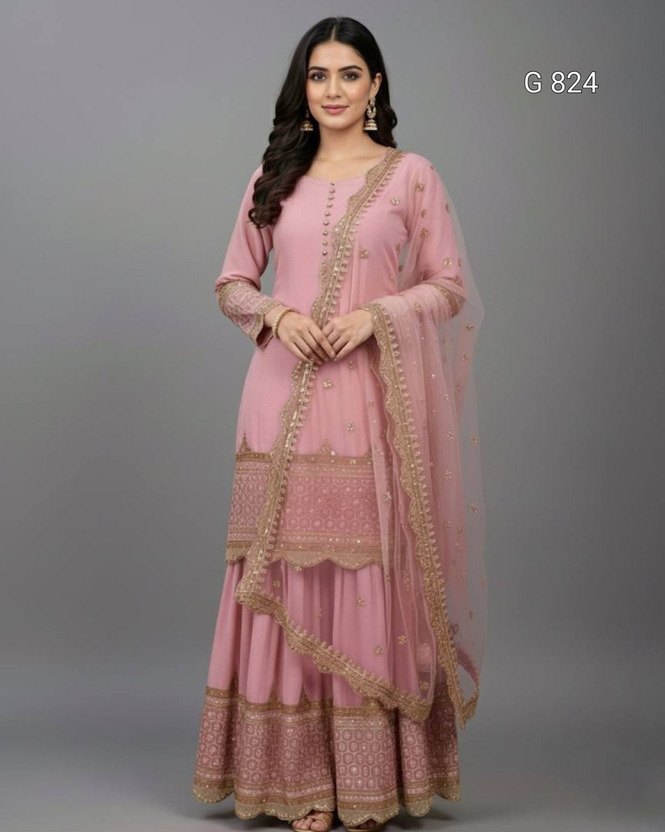 Designer Sharara Set with Sequence Embroidery G 824