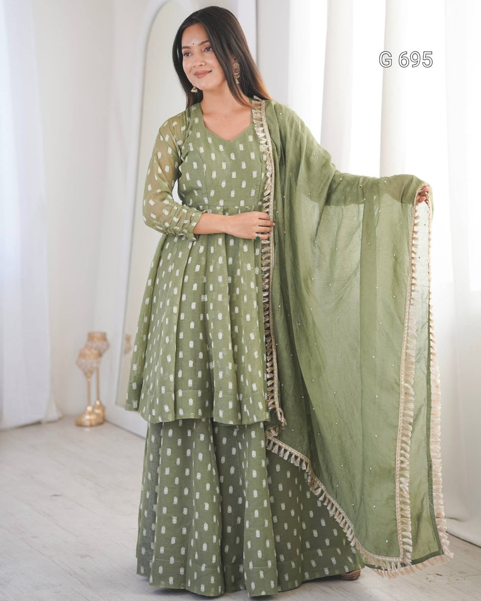 Premium Celebration Wear Sharara with Elegant Flair G 695