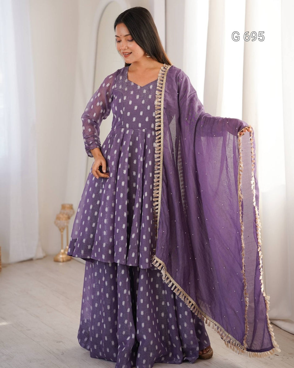 Premium Celebration Wear Sharara with Elegant Flair G 695