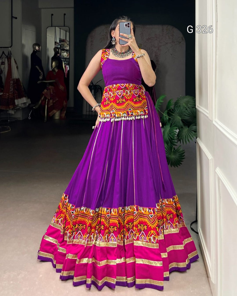 Pure Rayon Lehenga with Gamthi & Gota Patti Work – G 326 Purple