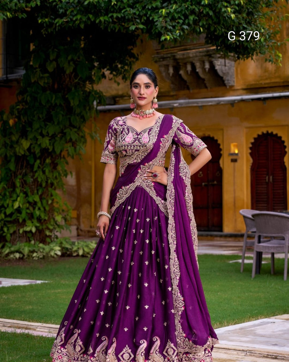 Purple Rangoli Crush Lehenga with Sequins & Thread Work – G 379