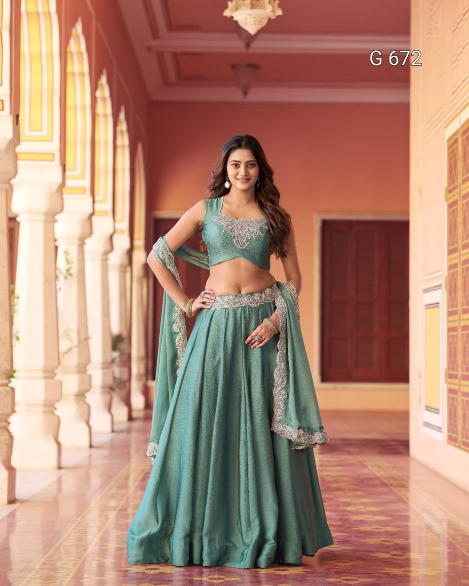 Luxurious Festive Outfit with Elegant Embroidery Work G 672