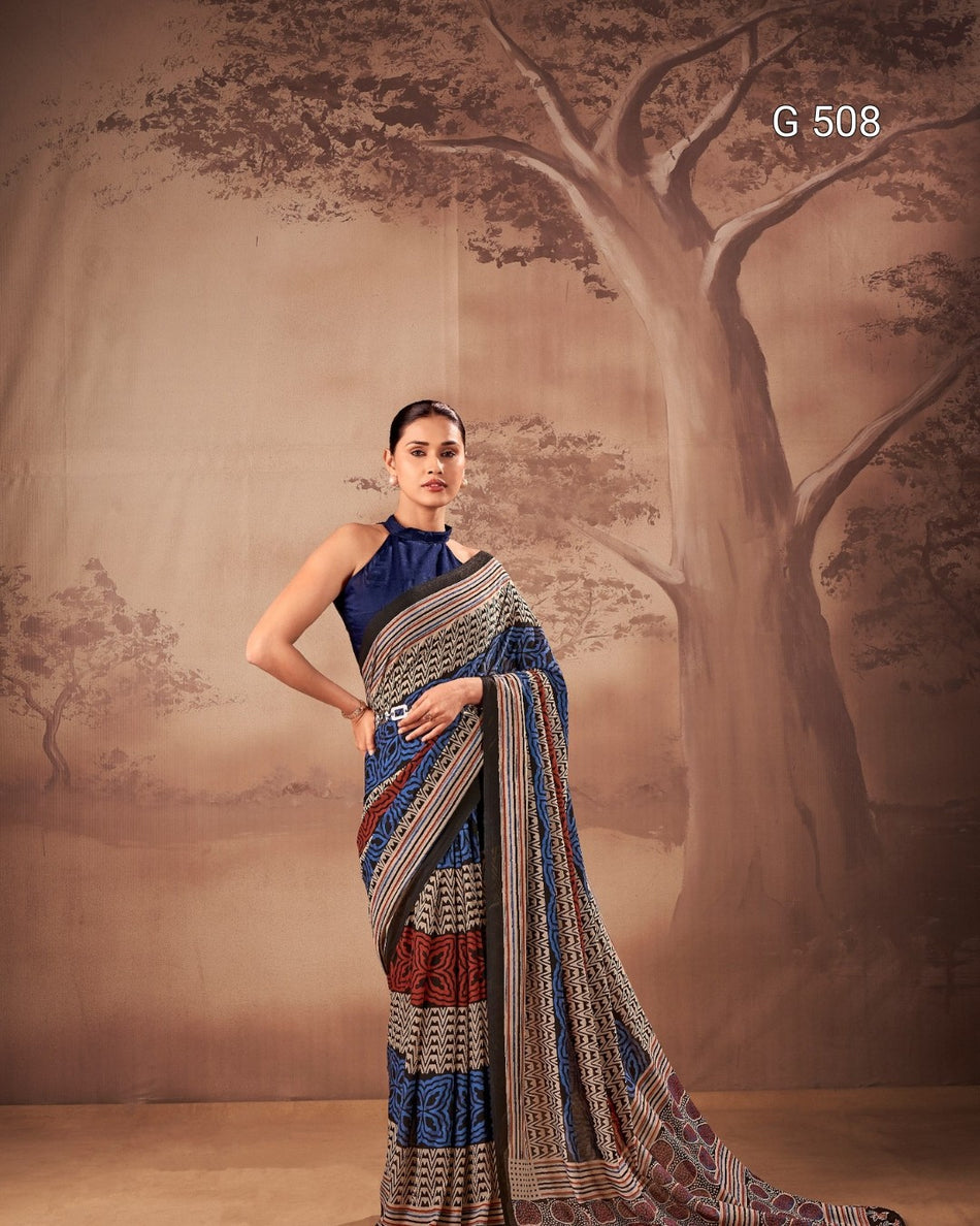 Beautiful Poly Mal Cotton Sarees with Printed Elegance - G 508