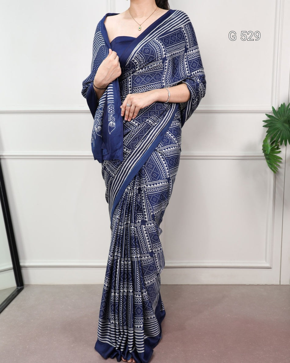 Graceful Satin Silk Sarees with Printed Elegance - G 529