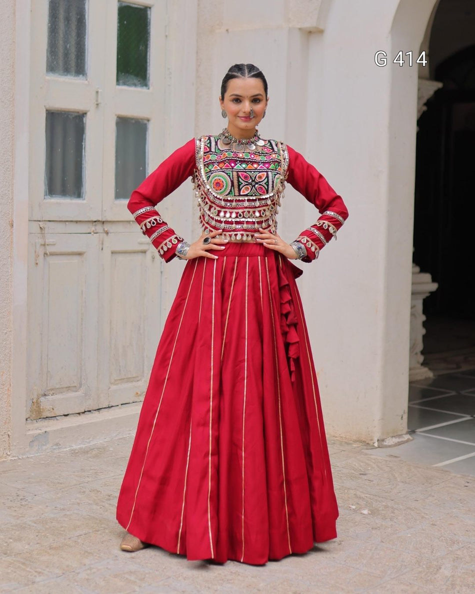 Roman Lehenga with Gota-Patti Lace & Embroidered Top – G 414