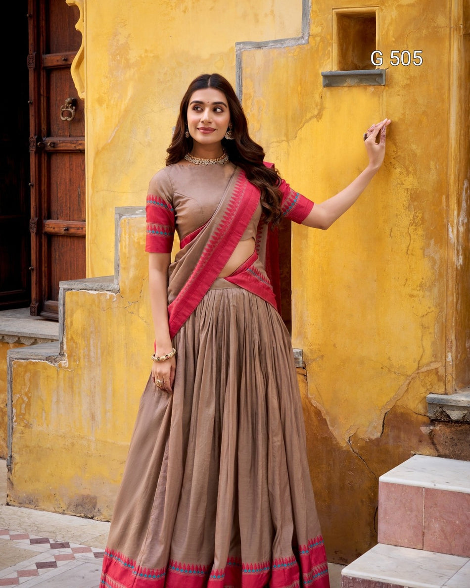 Premium Chanderi Lehenga with Beautiful Woven Detail - G 505