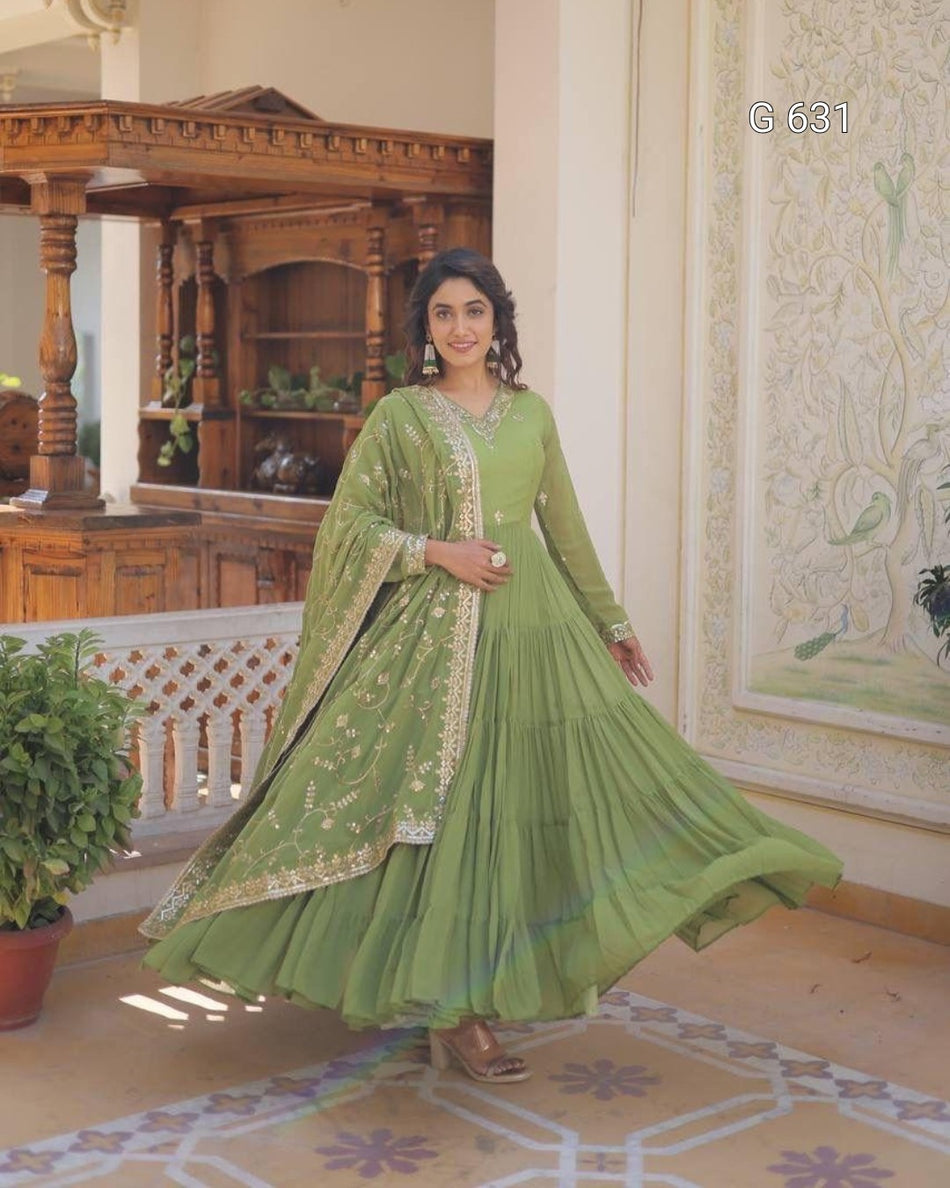 Luxurious Embroidered Gown for Wedding Party Wear - G631