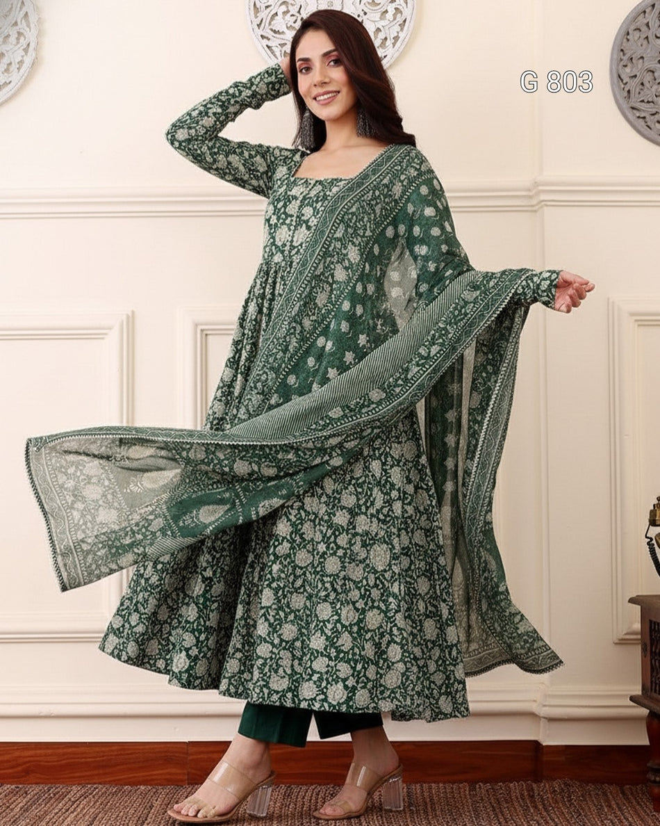 Elegant Rayon Suit Set with Matching Dupatta G 803