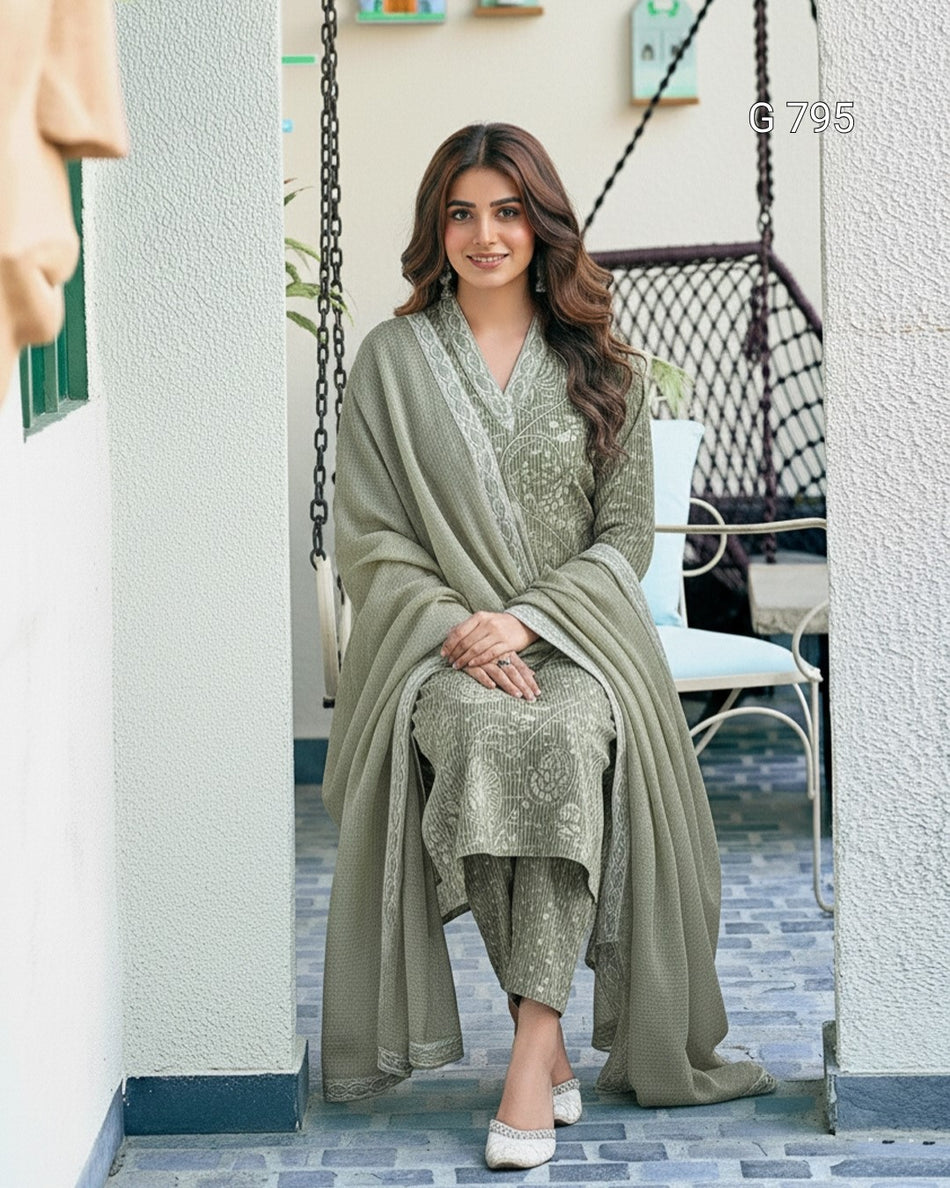 Comfortable Rayon Kurti Pant Set with Dupatta G 795