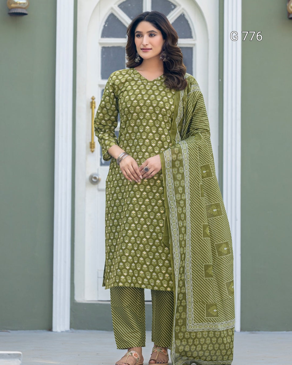 Comfortable Everyday Cotton Kurti Set for Women G 776