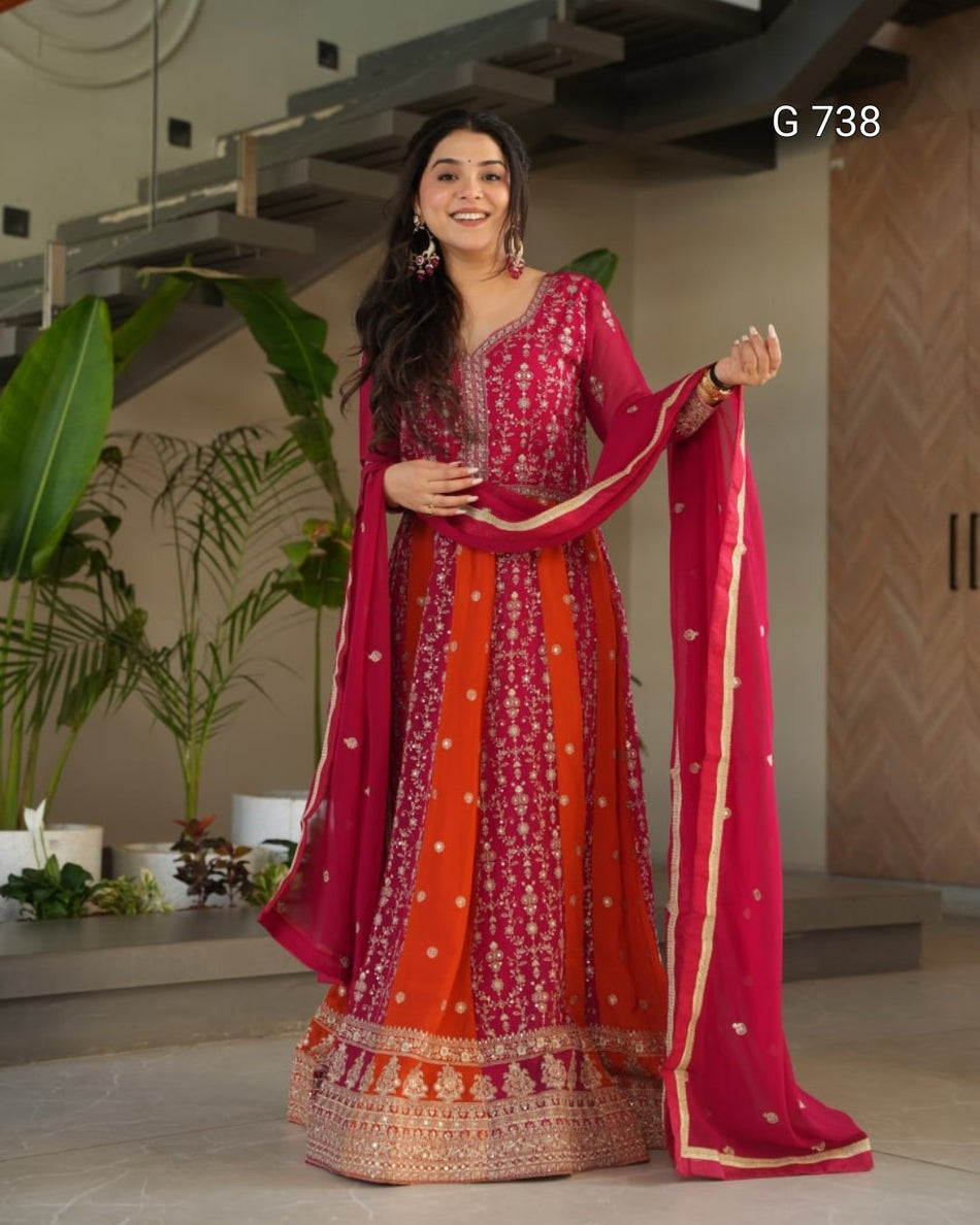 Luxurious Embroidered Gown for Wedding Functions G 738