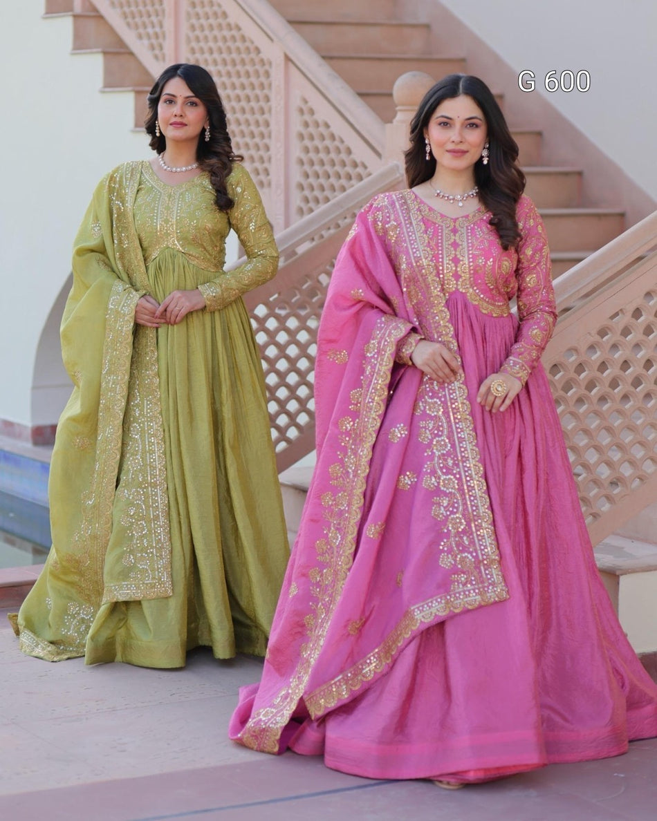 Trending Gown Dupatta Set for Festive Wear - G 600