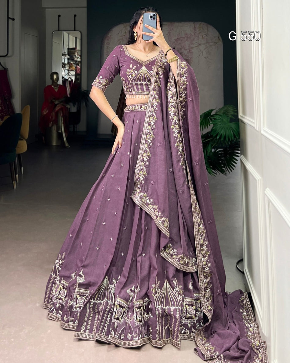 Stylish Bridesmaid Lehenga with Elegant Embroidery Detail - G 550