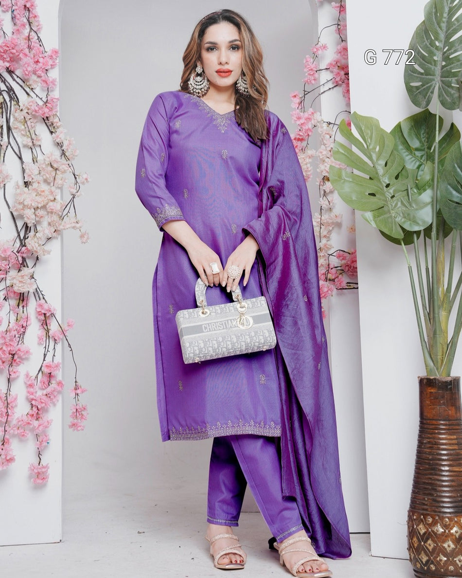 Premium Embroidered Rayon Suit Set | Office & Daily Wear Collection - G 772