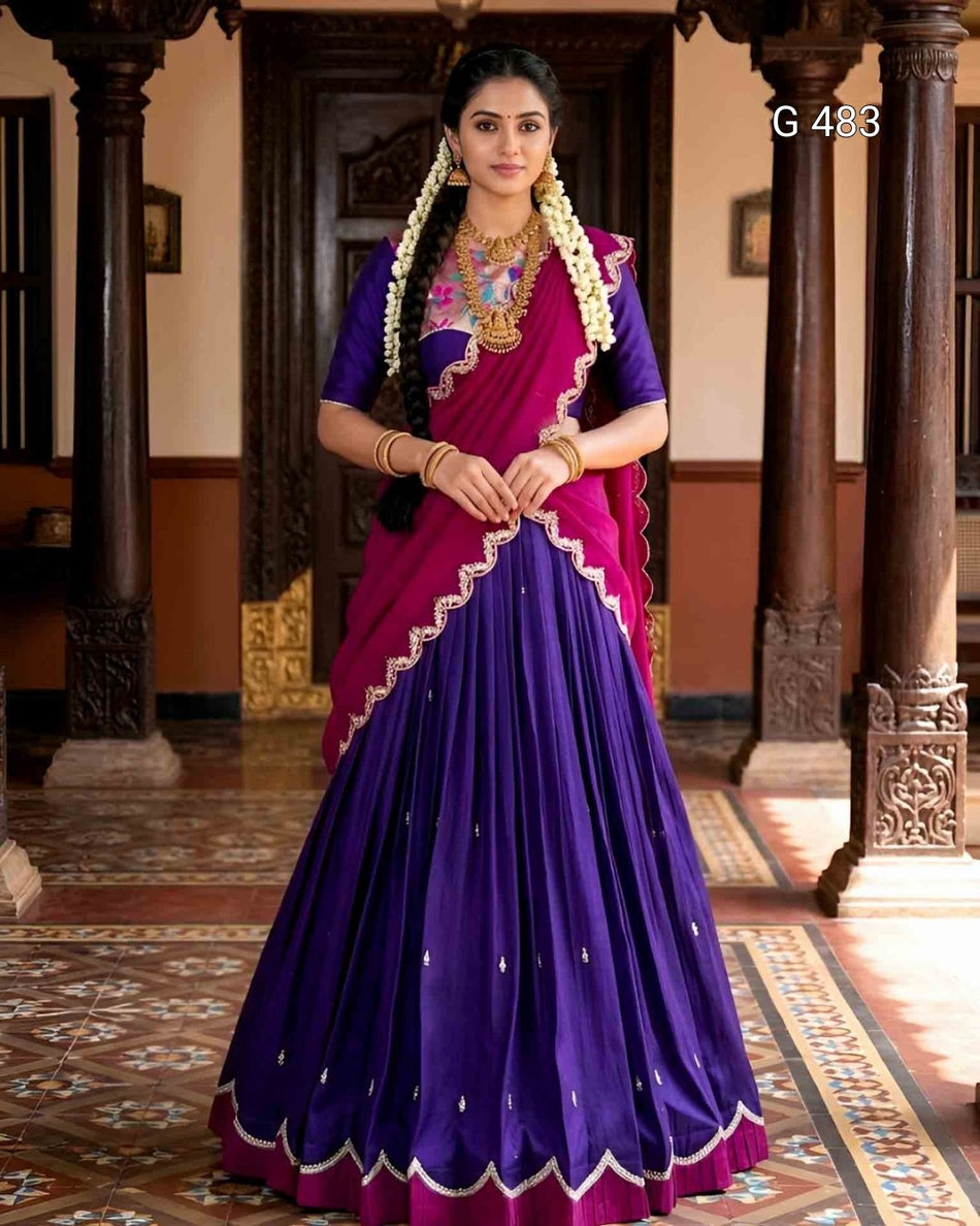 Premium Naysha Lehenga Choli with Detailed Embroidery - G 483 Purple