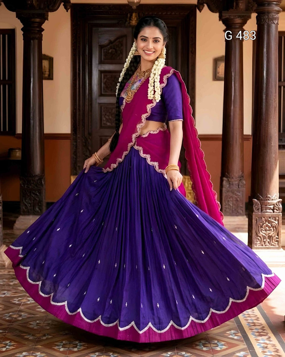 Premium Naysha Lehenga Choli with Detailed Embroidery - G 483 Purple