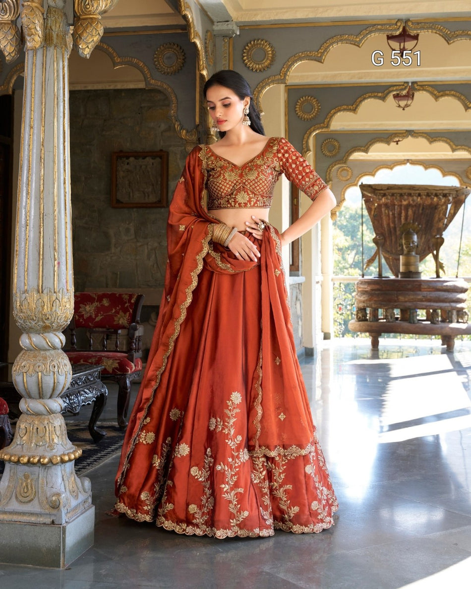 Premium Rangoli Silk Lehenga with Sequin Detail -  G 551