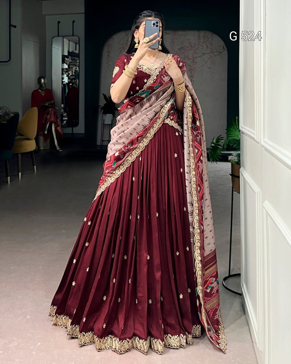 Graceful Vichitra Tussar Lehenga with Sophisticated Look -  G 524