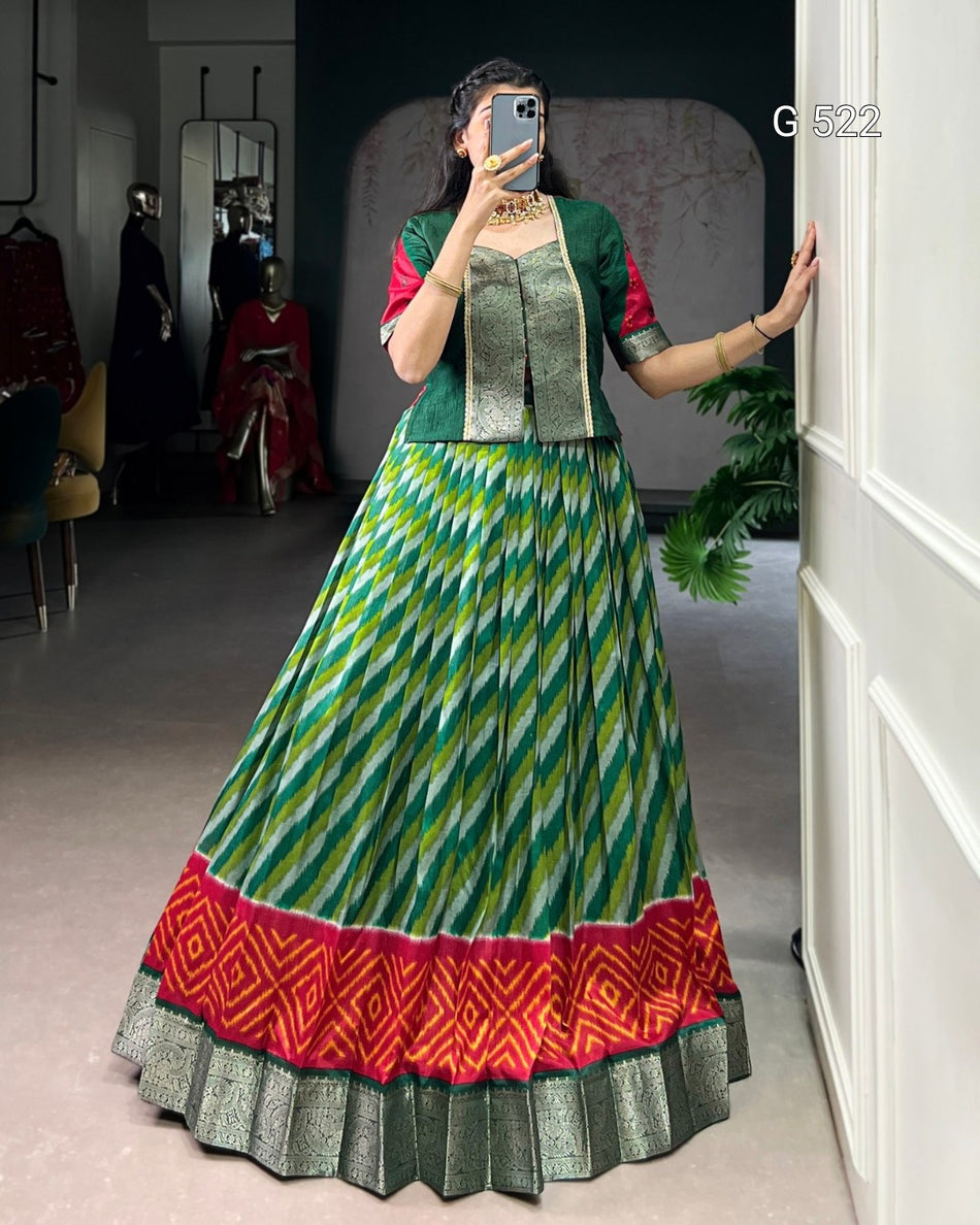 Elegant Tasar Silk Lehenga with Vichitra Zari Blouse - G 522