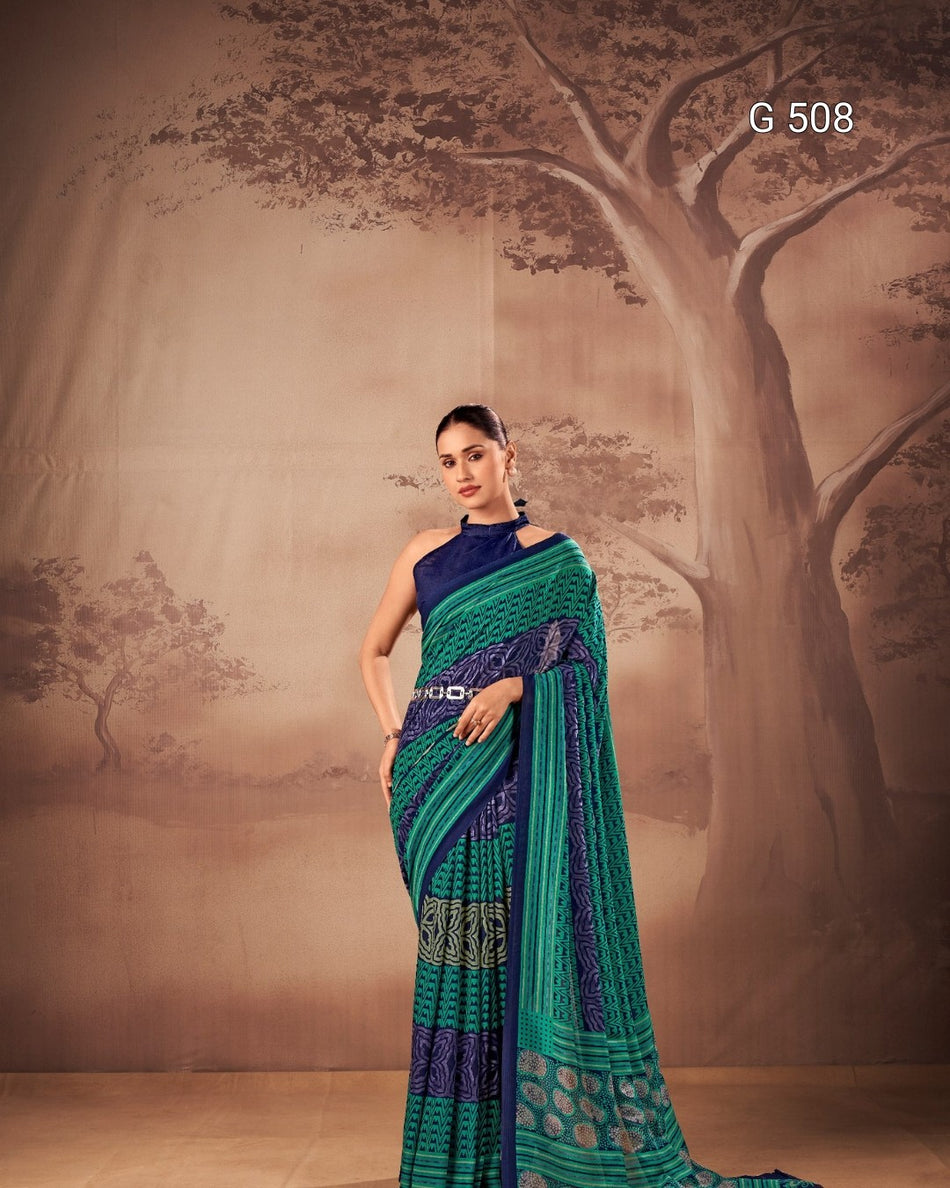 Beautiful Poly Mal Cotton Sarees with Printed Elegance - G 508